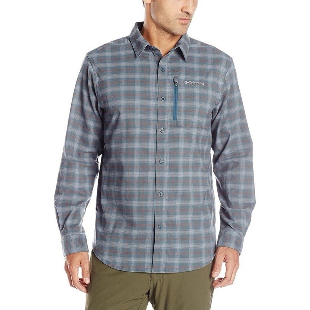 Columbia Long Sleeve Shirt Men’s Blue Plaid Button Up Casual Size XL